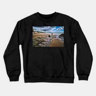 Beach & Rocks - Coastal Scenery - Amroth - Pembrokeshire Crewneck Sweatshirt
